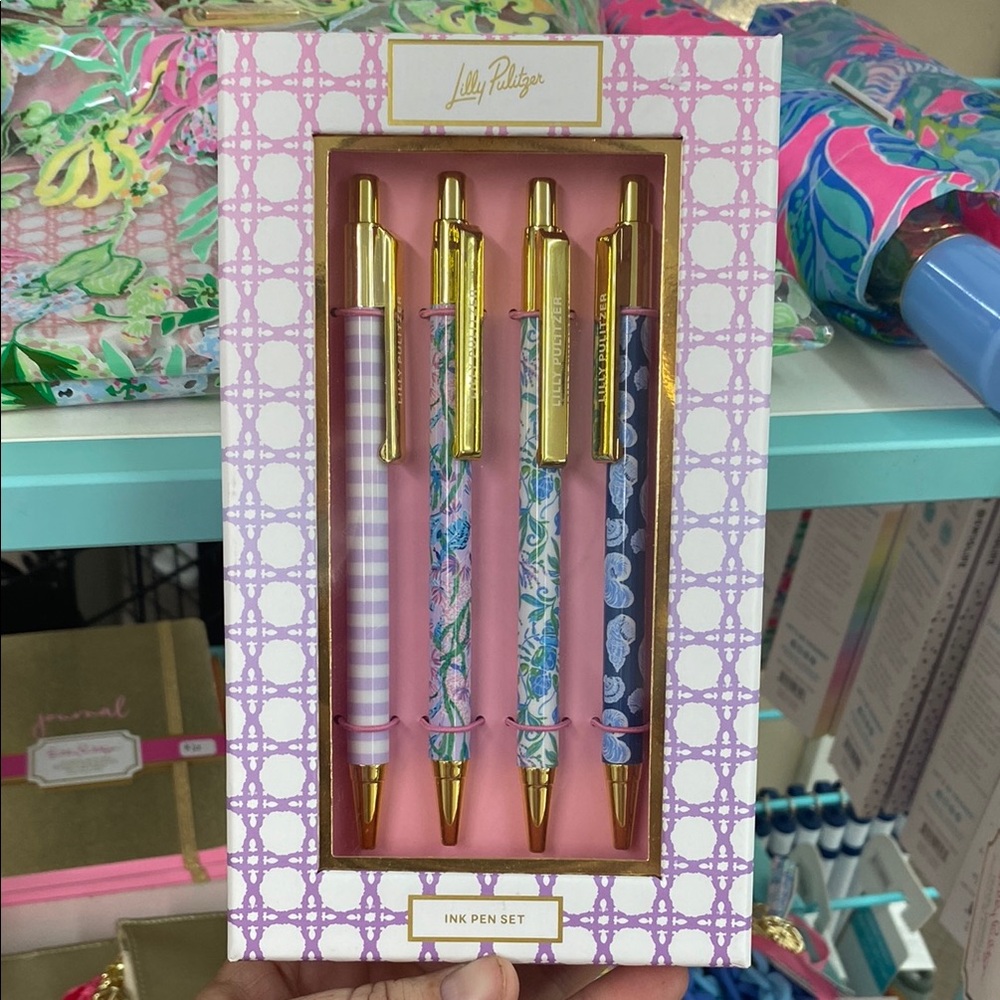 Lilly Pulitzer Multicolor Ink Pen Set with Gold Details